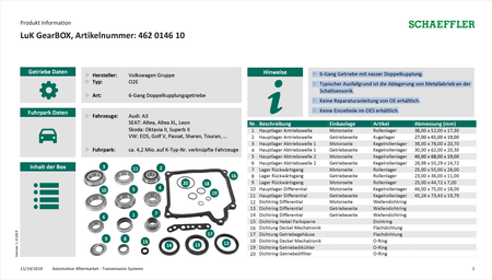 LUK Lagersatz DQ250 Getriebe 462014610 - Reparaturlösung für 6 - Gang, DQ250